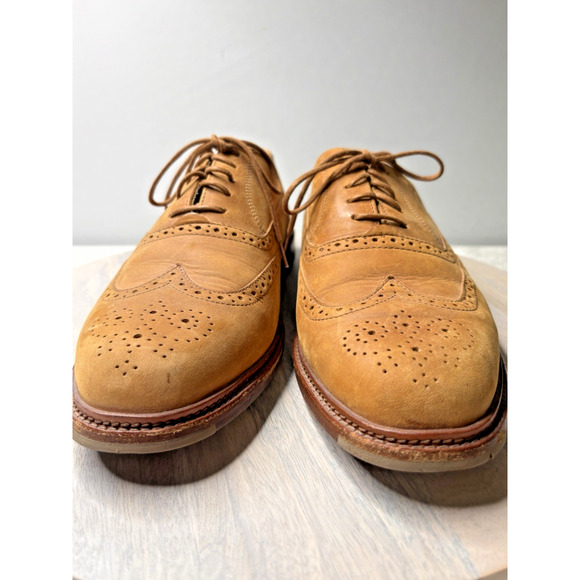 Timberland Men’s Tan Nubuck Wingtip Oxford Shoes Brogue Leather Lace-Up Size 9.5 - Picture 2 of 9